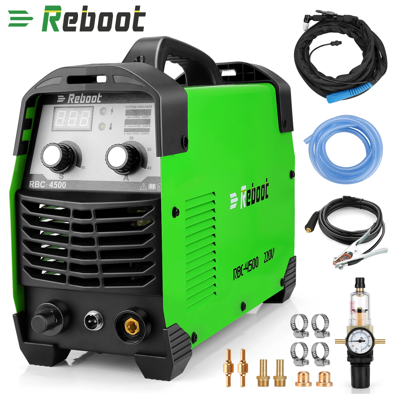 

Reboot Plasma Cutter 45Amps AC220V Voltage Compact Metal Cutter AC 1/2" Clean Cut Inverter Cutting Machine