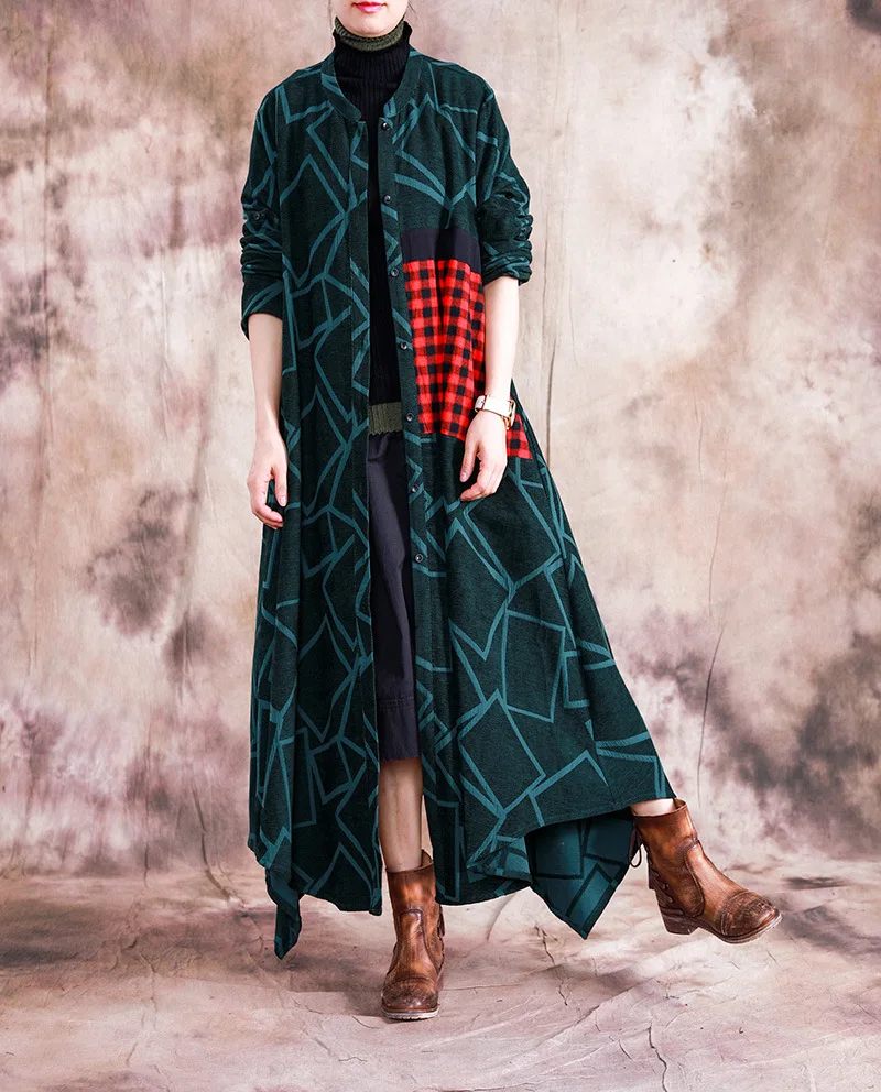 

2019 Autumn Origional Literature And Art Retro Cotton Linen Long Cardigan Cool Joint over-the-Knee Long Coat Women's