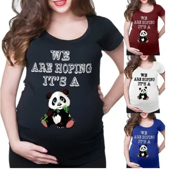 

2020 Women Maternity Short Sleeve Cartoon Panda Printed Tops Blouse Pregnancy Shirt Clothes Breastfeeding Clothing For Pregnant