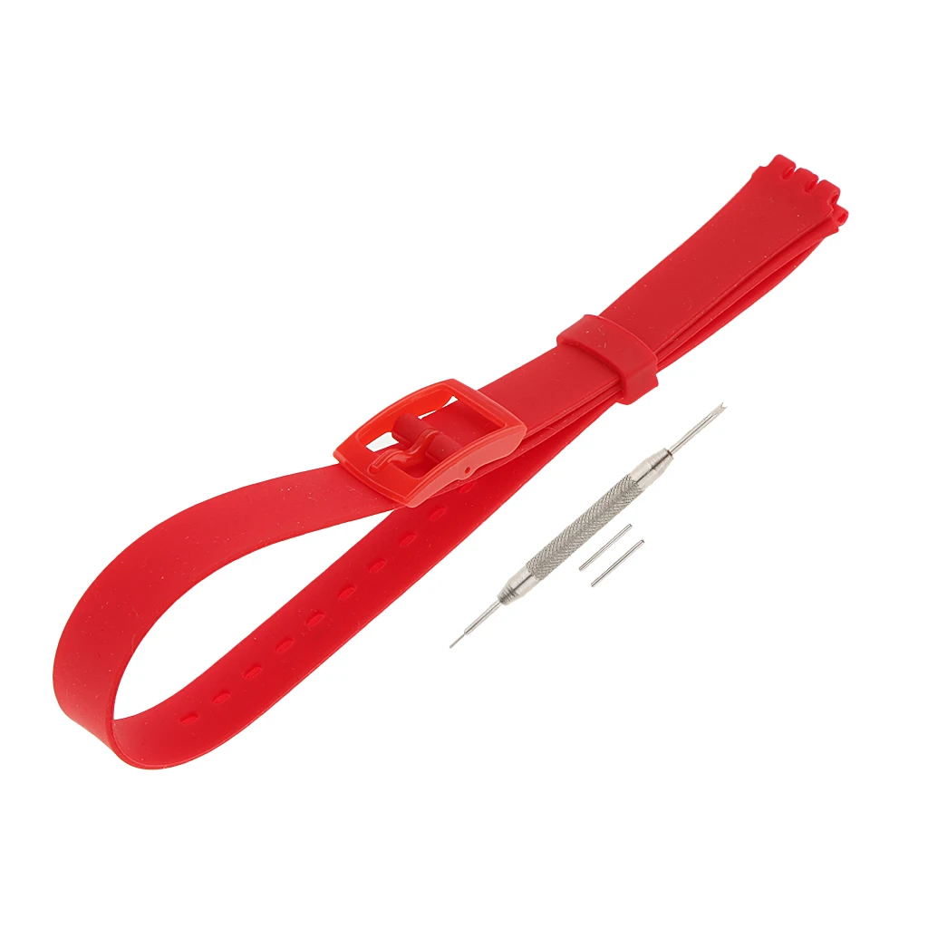 Soft Waterproof Silicone Rubber Watch Strap Replace 12mm Width for Swatch