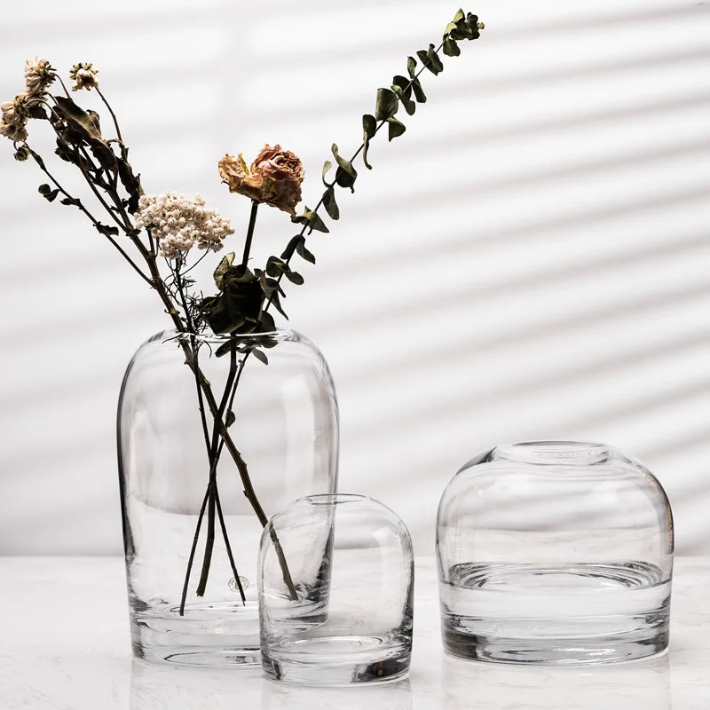 European Simple Vases Creative Transparent Colorful Glass Vase Living Room Tabletops Smallmouth
