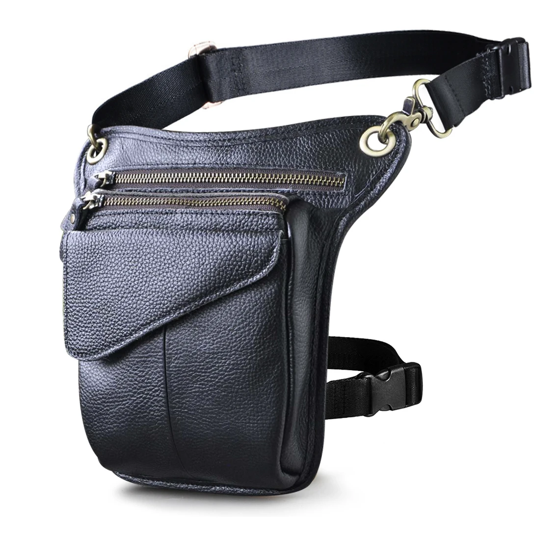 Soft Natural Leather men Retro Black Small Shoulder Messenger