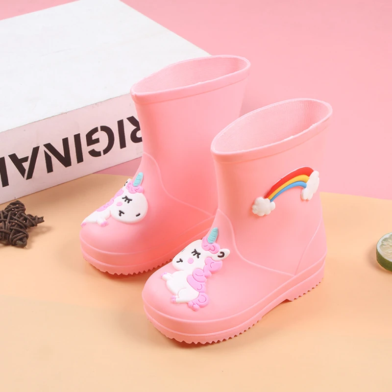 

Four Seasons Infants Girls Rainboots Children Boots For Girls Boys Kids Cartoon Rainboots Candy Color Rain Boot Waterproof Shoes