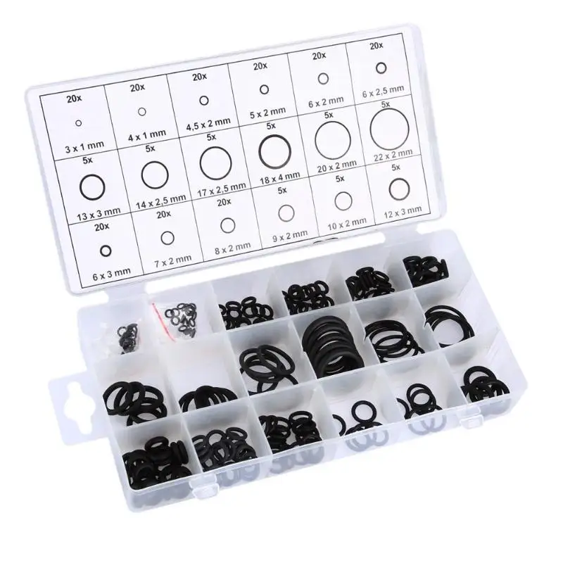 

Silicone Rubber 18 Sizes 225pcs Rubber O Ring O-Ring Washer Seals Watertightness Assortment Car Styling Accessories