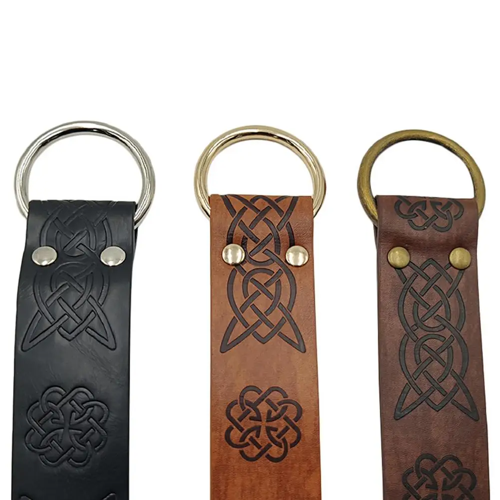 New Medieval Embossed Viking Vegvisir PU Leather O Ring Belt Retro Renaissance Knight Buckles Belt Leather Waistband for Men men fashion accessories