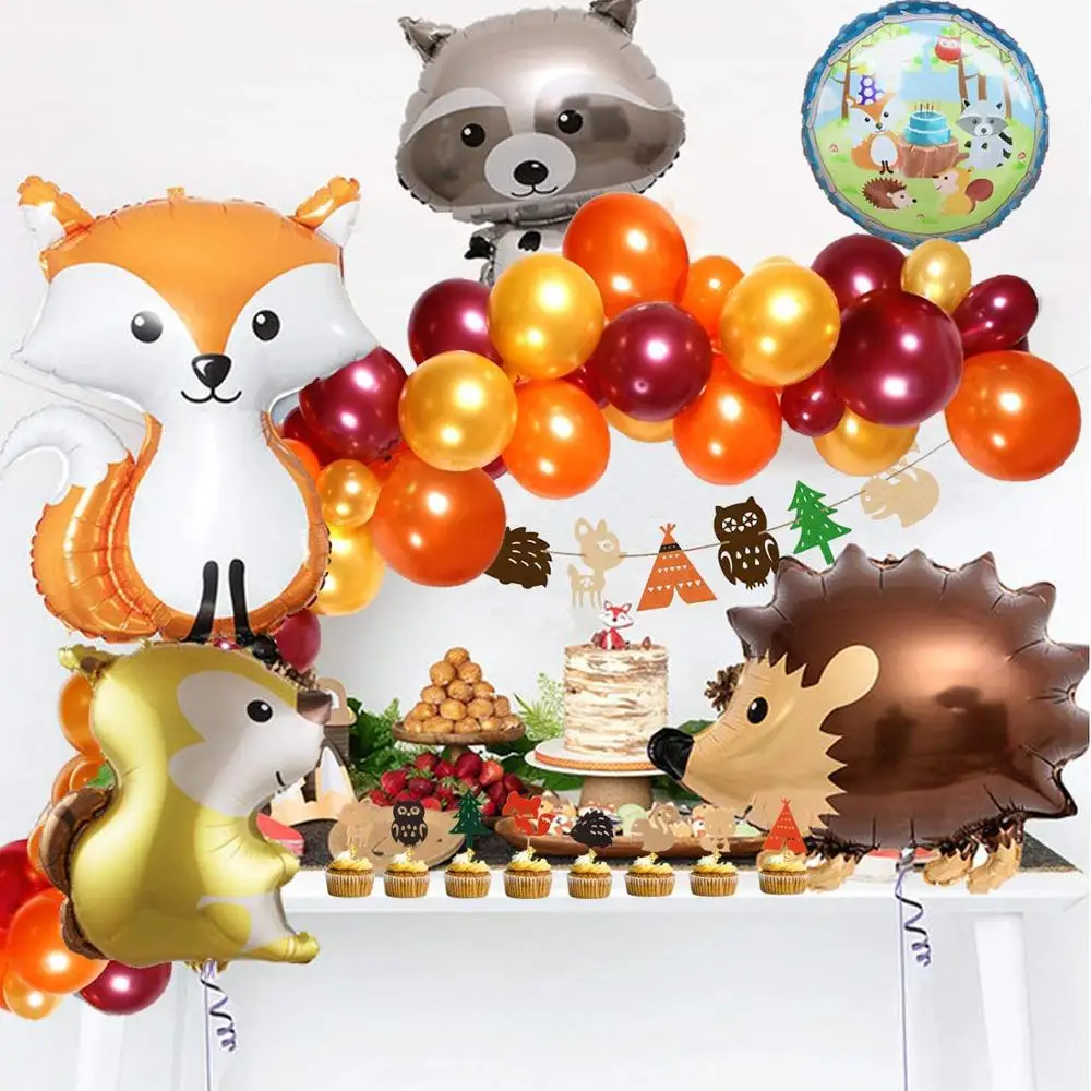 1 шт. большие воздушные шары в виде леса ежика белка лиса енот фольгированный шар