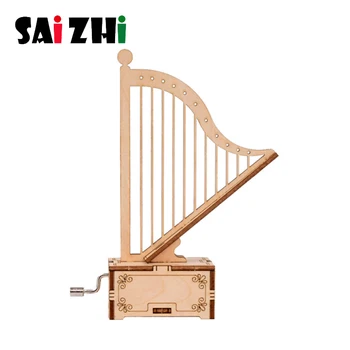 

Saizhi Diy Creative Wooden Mini Music Box DIY Mechanical Hand Crank Craft Christmas Gift Birthday Gift Music Box Movement