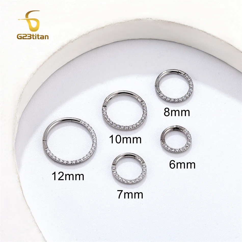 G23 Titanium Body Piercing Rings for Nose Ear Lip Septum Conch Daith Lobe Helix Tragus Cartilage 16G Hinged Clicker Segment Hoop - Image 3