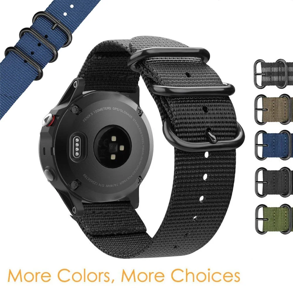 

Premium Nato nylon Strap 22mm Watch Band for Garmin Fenix 6 / 5 6Pro 5 Plus / forerunner 935 steel buckle Replacement Band