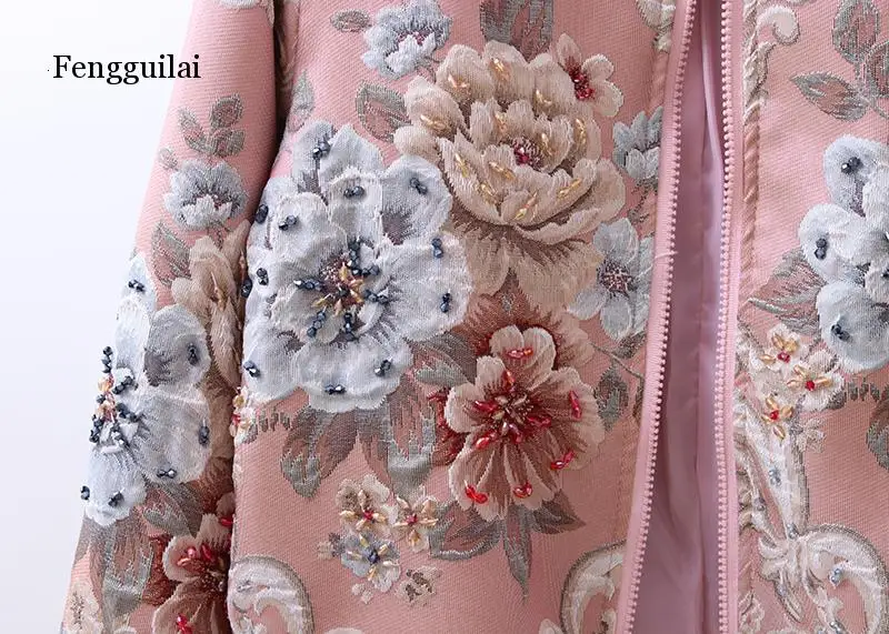 Primavera e Outono Gola de Manga Nova Retro Tribunal Jacquard Bordado Pesado Indústria Frisado Longa Jaqueta Beisebol 8 Cheap Jaquetas básicas