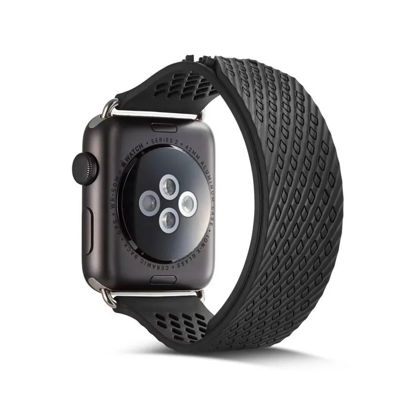С застежкой и пряжкой петля ремешок для наручных часов Apple Watch 38/42 мм Спорт на открытом воздухе силиконовый для наручных часов iWatch, 5 4 44/40 мм браслет ремешок для наручных часов Apple Watch, версия 1, 2, 3, ремешок