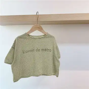 

Children's clothing 2020 summer new products girls Korean version of summer striped print short-sleeved T-shirt