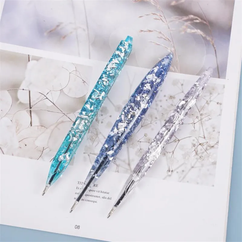 Ballpoint Pen Transparent Silicone Mould Dried Flower Resin Decorative Craft DIY Ballpoint Pen Mold Crystal Epoxy Resin Mold