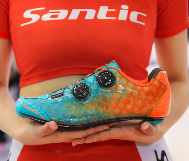 SANTIC ALPHA Road Shoes Vent углеродистая дорожная обувь дорожная дышащая обувь с замком обувь для велоспорта гоночная команда обувь для верховой езды