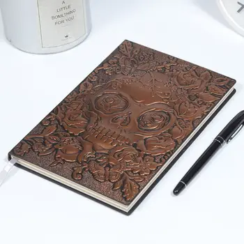 

2020 New Creative Skull Flower Embossed A5 Leather Notebook Journal Notepad Travel Diary Planner School Office Supplies