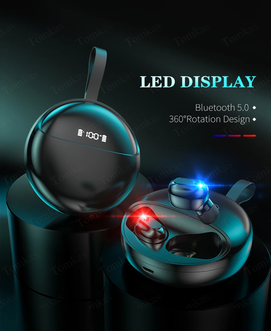 Wireless Bluetooth Headphones TWS Wireless Earphones With Mic 360 Rotation Hifi Stereo Headset Bluetooth 5.0 Earphone For Phone  (9)