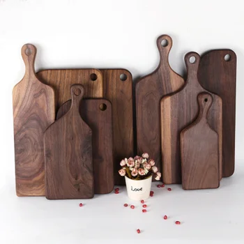 

Whole Wood Cut Fruit Bread Plate Cutting Board Black Walnut Cutting Board Western Steak Pizza Wooden Tray