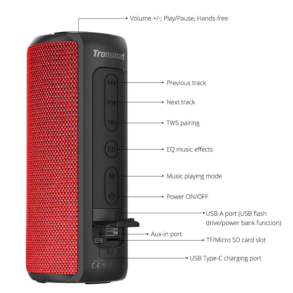 Tronsmart 40W Bluetooth портативная bluetooth-колонка 5,0 водостойкая стерео беспроводной динамик громкой связи с глубокими басами
