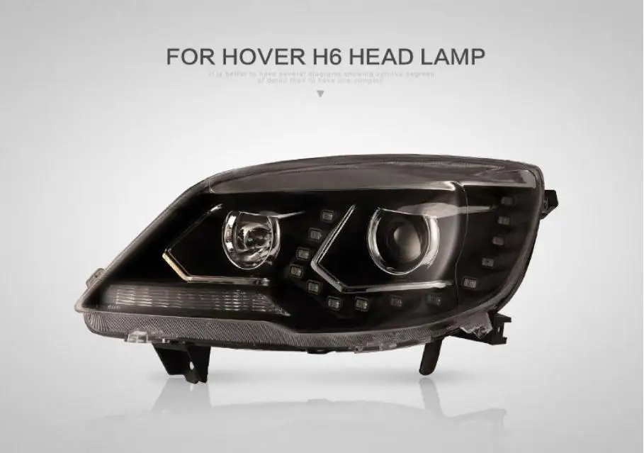 Автомобильный головной светильник Vland в сборе для Hover H6, Головной фонарь 2011, 2012, 2013, светодиодный передний светильник с поворотным сигналом+ plug and play