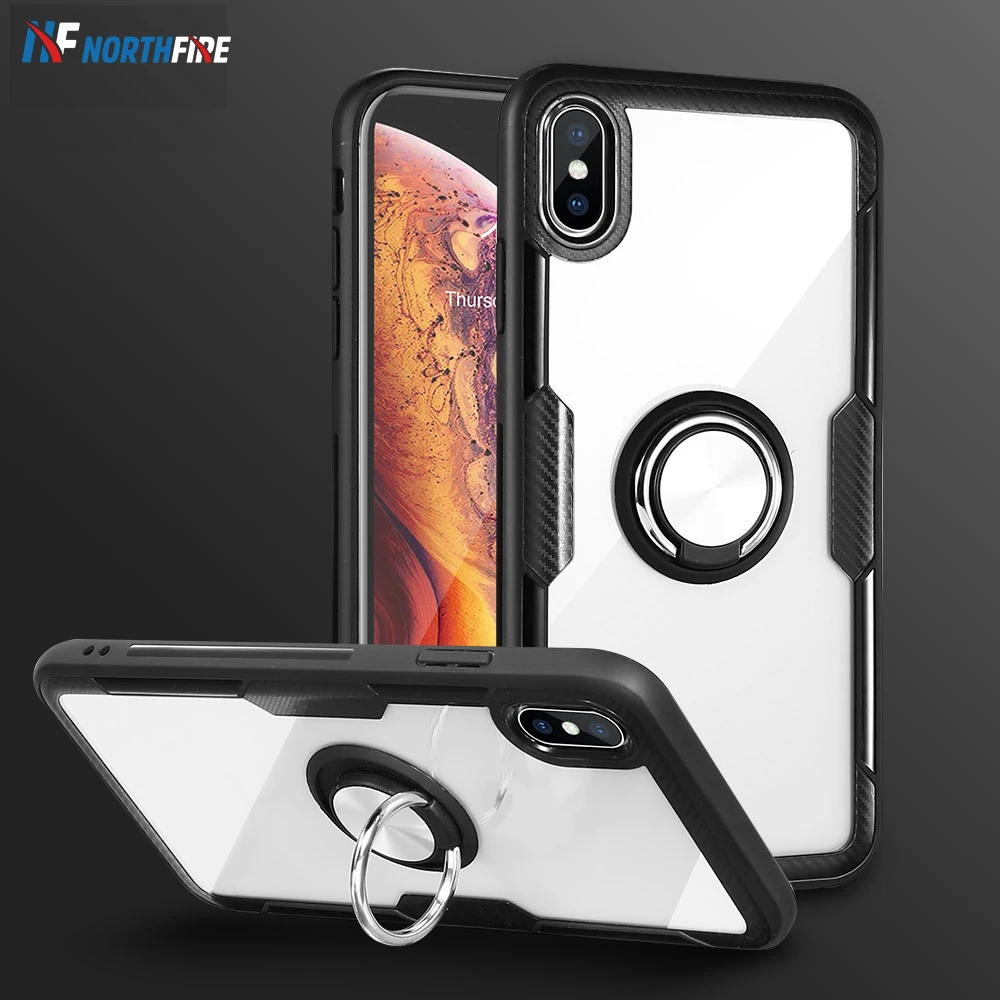 

NORTHFIRE Armor Anti Knock Ring Case For iphone 11 Pro Max XR X XS Max 6/6S/7/8 Plus Clear Back Cover Finger Holder Coque Fundas