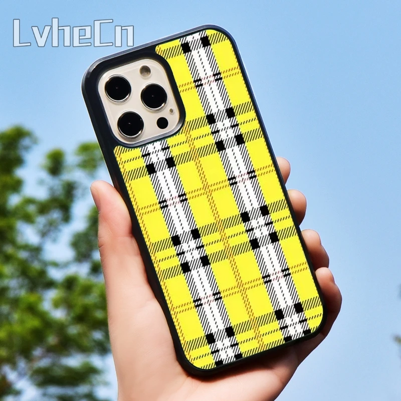 LvheCn предметов: желтая клетчатая чехол для телефона iPhone 6 6S 7 8 X XR XS Макс 5 5S SE 2020 11 12 pro