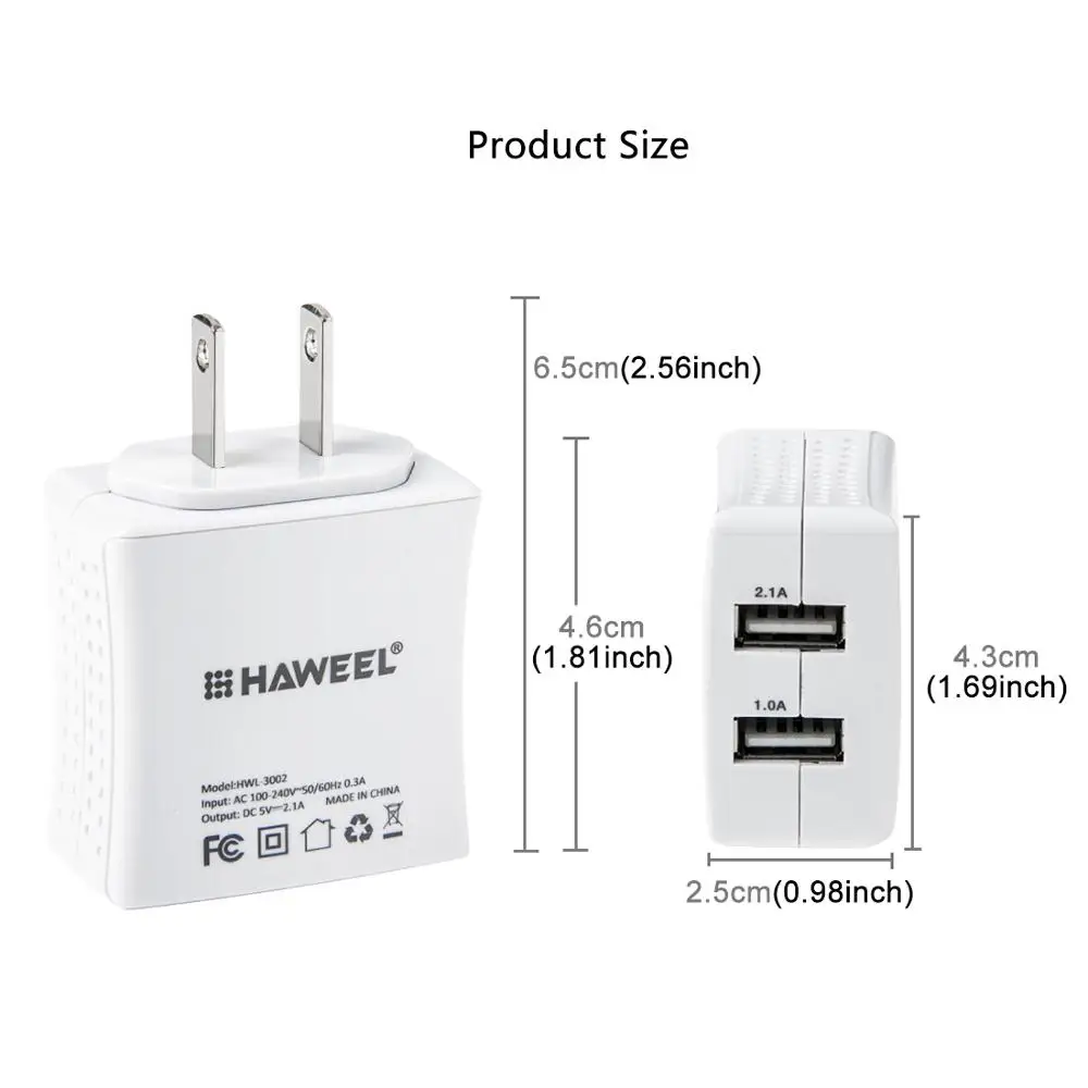 Новый адаптер зарядного устройства с 2 usb портами для iPhone samsung Xiaomi Android телефонов