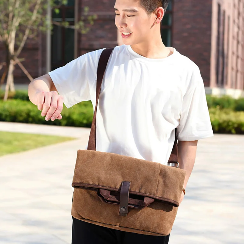 

New Style Men's Canvas Shoulder Bag Mobile Computer Messenger Bag for Travel Outdoor Work
