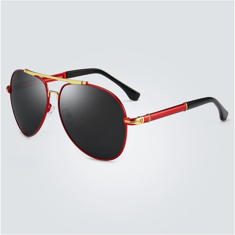 Роскошные фирменные дизайнерские оригинальные солнцезащитные очки, мужские Поляризованные овальные винтажные мужские солнцезащитные очки из сплава, очки для вождения, зеркальные очки - Цвет линз: red gold-black