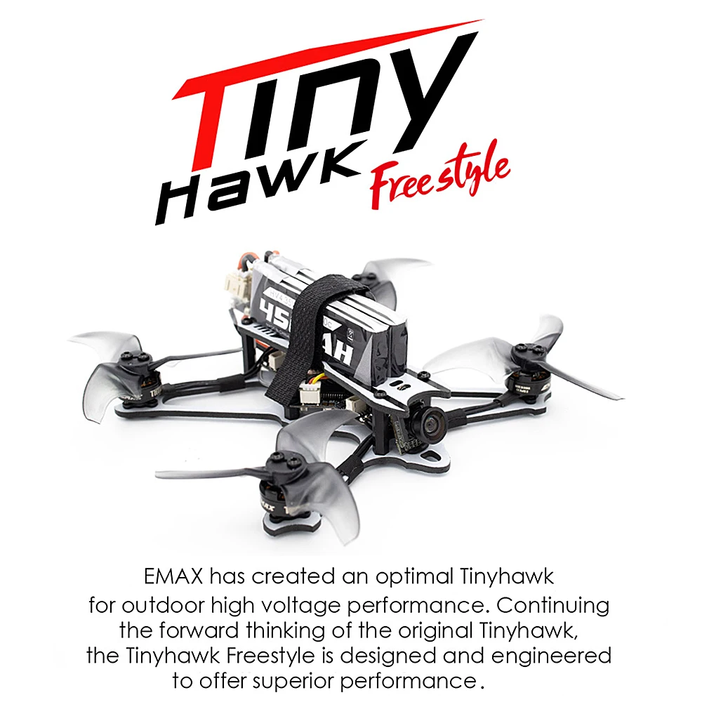 

EMAX Tinyhawk Freestyle 115mm FPV Racing Drone 2.5inch Propeller F4 5A ESC Brushless Motor 600TVL RC Drone BNF Version