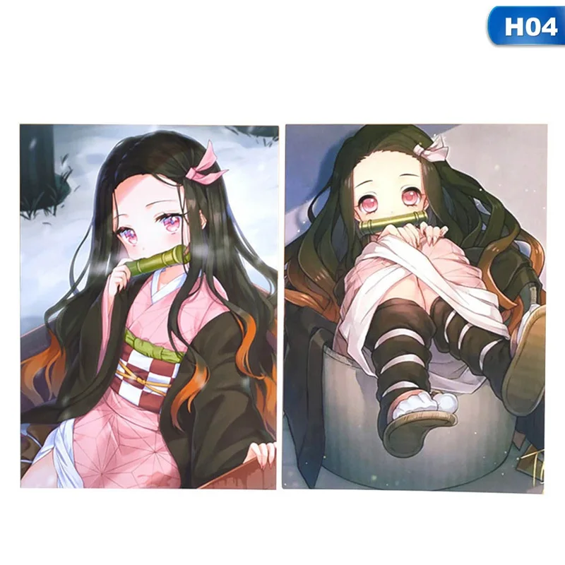 Japanese Anime Cartoon Demon Slayer Ghost Blade Poster Stickers Wall Stickers Kamado Tanjirou Kamado Nezuko Painting Calligraphy Aliexpress