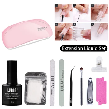 

1set Nail Art Fiber Extender Set Fiber Nail Extension Gel Set DIY Nail Art For Home Nail Lamp Manicure Tool Reinforcement Glue