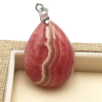 

Natural Rose Red Rhodochrosite Necklace Pendant 33x25x11mm Water Drop Stone Women Men Love Anniversary Gift Fashion AAAAA