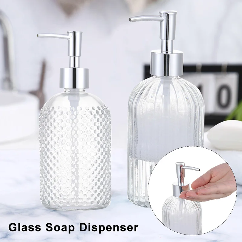 400ML Manual Soap Dispenser Clear Glass Hand Sanitizer Bottle