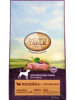 

NATURE'S table dog food, turkey and vegetables, 2,3 kg.