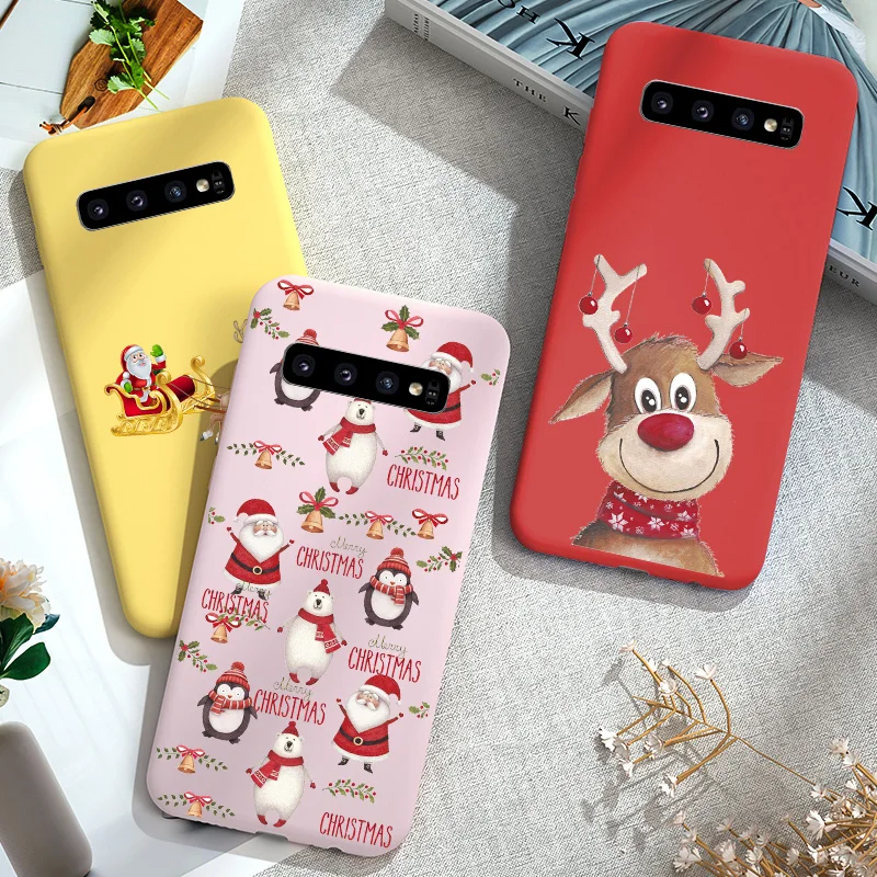 Рождественский чехол для Samsung S10E Lite мягкий силиконовый бампер Galaxy S8 S9 S10 Plus J3 J5 2016 A5