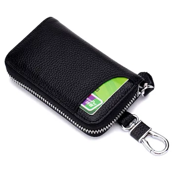 

GO-LUCK Brand New Solid Simple Genuine Leather Car Key Wallet Women Men Keys Case Bag