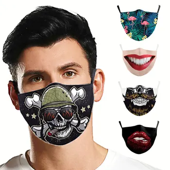 

50 Pcs Unisex Face Mouth Mask Washable Mouth-muffle Respirator Cartoon Cotton Masks Outdoor Health Care Masks