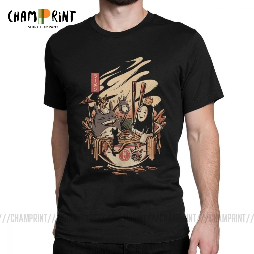 Ceny Ramen impreza przy basenie t shirt męski w japońskim stylu harajuku hayao miyazaki Totoro T shirty nowością czystej koszulki bawełniane nadrukowana odzież