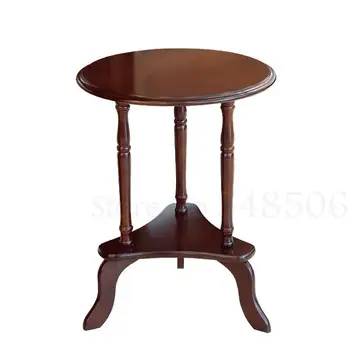 

European-style Small Round Table Round Small Coffee Table Solid Wood Sofa A Few Corners A Few Round A Few European-style Creativ