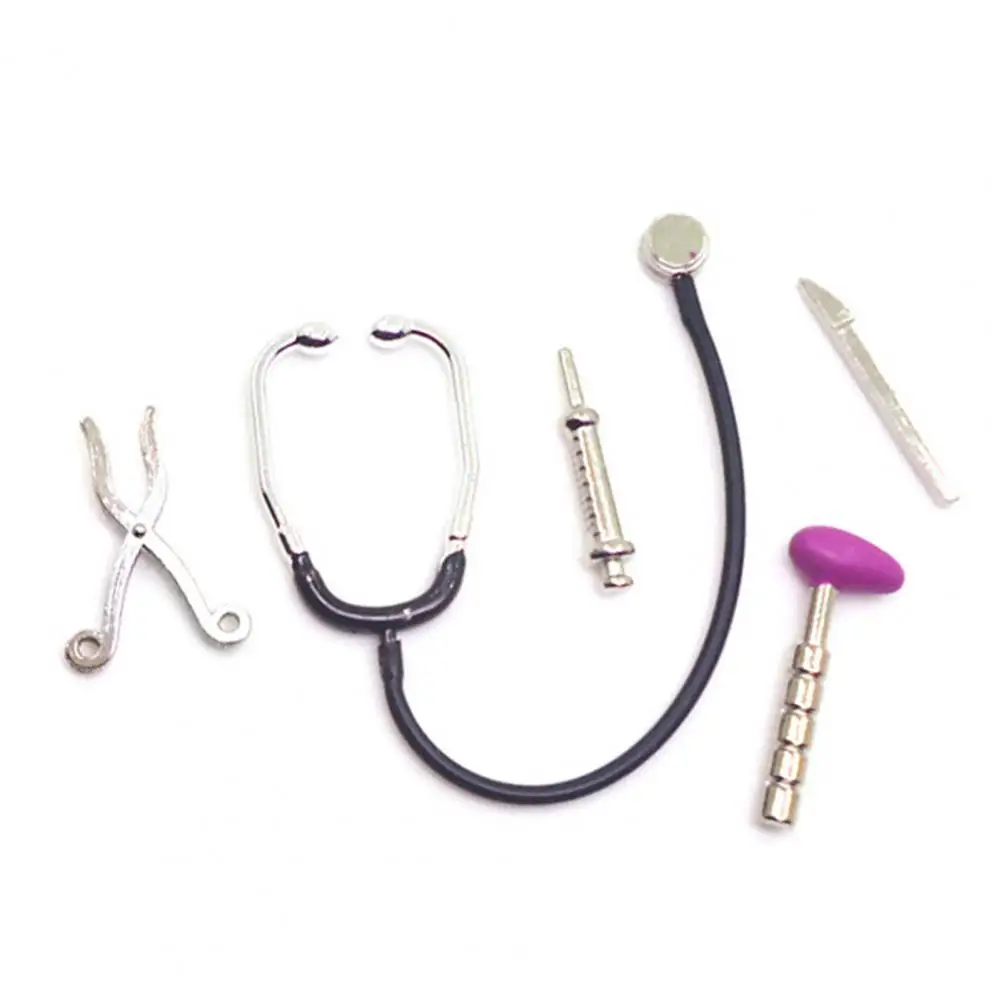 

5Pcs 1/12 Dollhouse Mini Stethoscope Care Tools Hospital Accessories Toys Set Pretend Play Doctor Role Play Toys