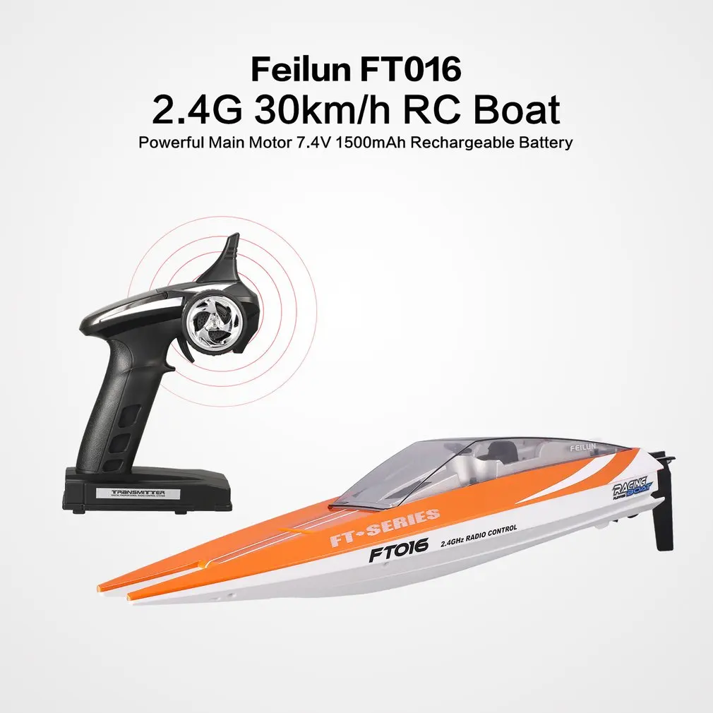 Feilun FT016 RC Boat 30km/h High Speed Racing Boat Remote Control Flipped Water Cooling Speedboat Electric Toy Xams Gift for Kid Feilun FT016 RC Boat 30km/h High Speed Racing Boat Remote Control Flipped Water Cooling Speedboat Electric Toy Xams Gift for Kid
