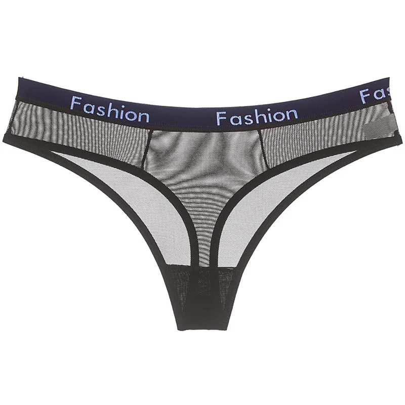 Letter Transparent Mesh Yoga Shorts Women Low-Waist Thongs Underwear Sexy Gym Shorts Women Triangle Panties