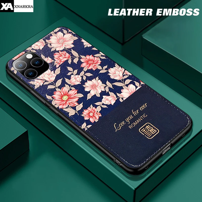 

Flowers Leather Patterned Case For iPhone 11 Pro MAX Flower Relief Soft Silicon Phone Cover For iPhone XS MAX XR X 7 8 6 6S Plus