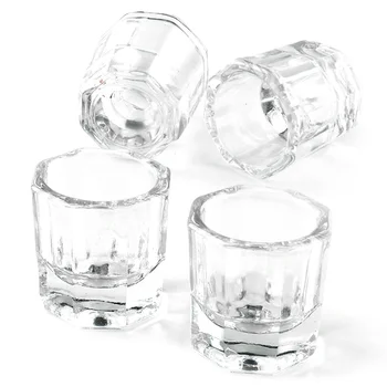 

1pc Glass Crystal Cup Dish Nail Powder Liquid Holder Clear Container Manicure Pen Washing Cup Nail Art Equipment Tools LA1606