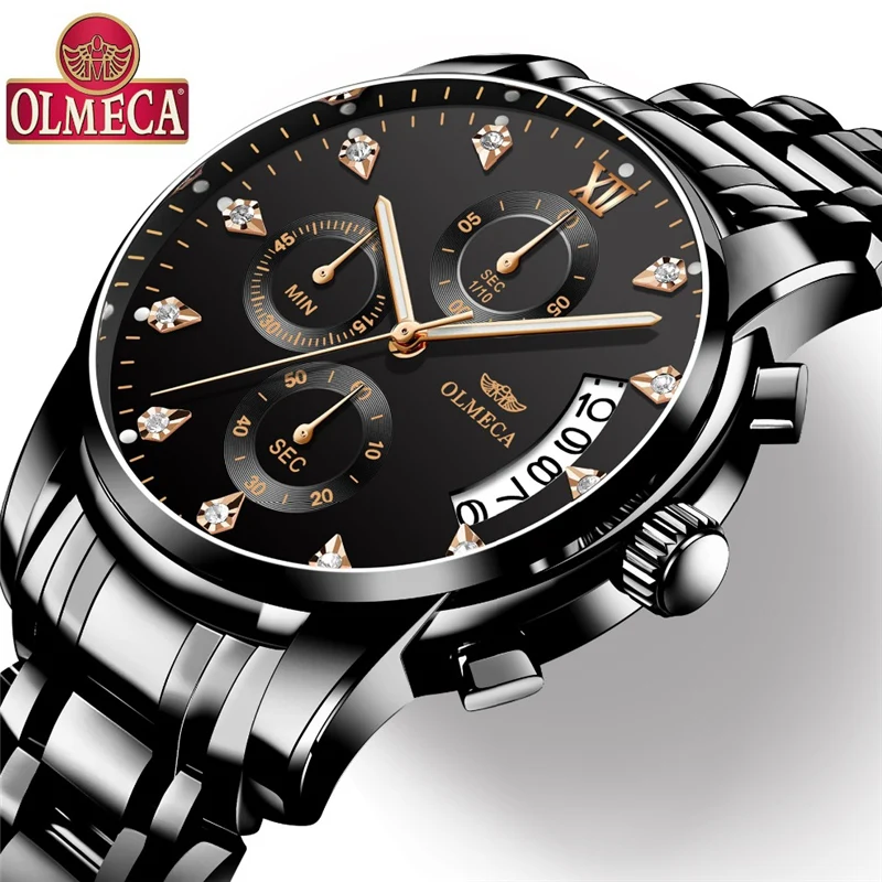 

Mens Watches Top Brand Luxury OLMECA Watch Male Quartz Waterproof Watches Chronograph Business Wristwatch Relogio Masculino