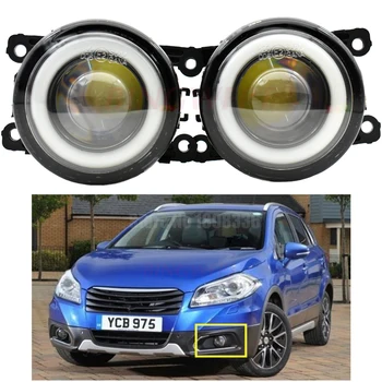 

For S-uzuki SX4 S-Cross 2013 2014 2015 2016 2017 Car Styling H11 LED Fog Light + Angel Eye DRL 12V For S-uzuki Ignis 2 2003-2008