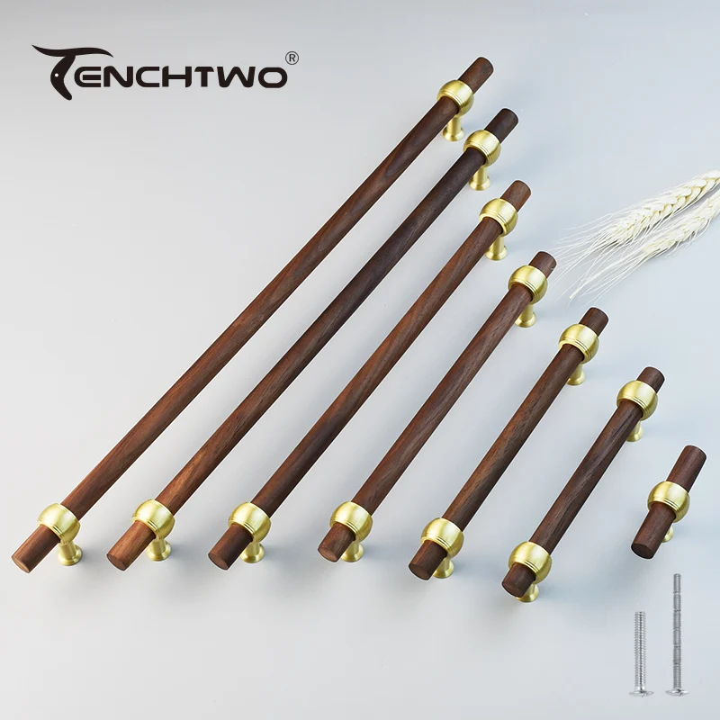 Long Black Walnut Wooden Furniture Handles Wardrobe Dresser Drawer Door