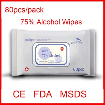 

80pcs Clean Wet Wipes 75% Alcohol Wipes Skin Care Disinfectant Wet Wipe Disposable Cleaning Wipes