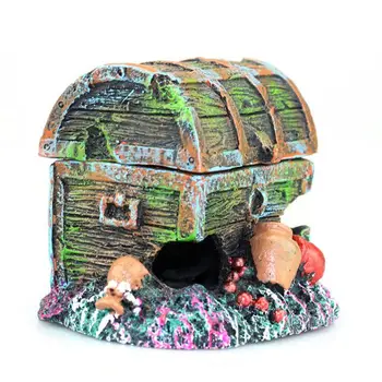 

Fish Tank Landscaping Treasure Chest Aquarium Ornament Pneumatic Openable Decoration for Aquarium Store Home Office Pet