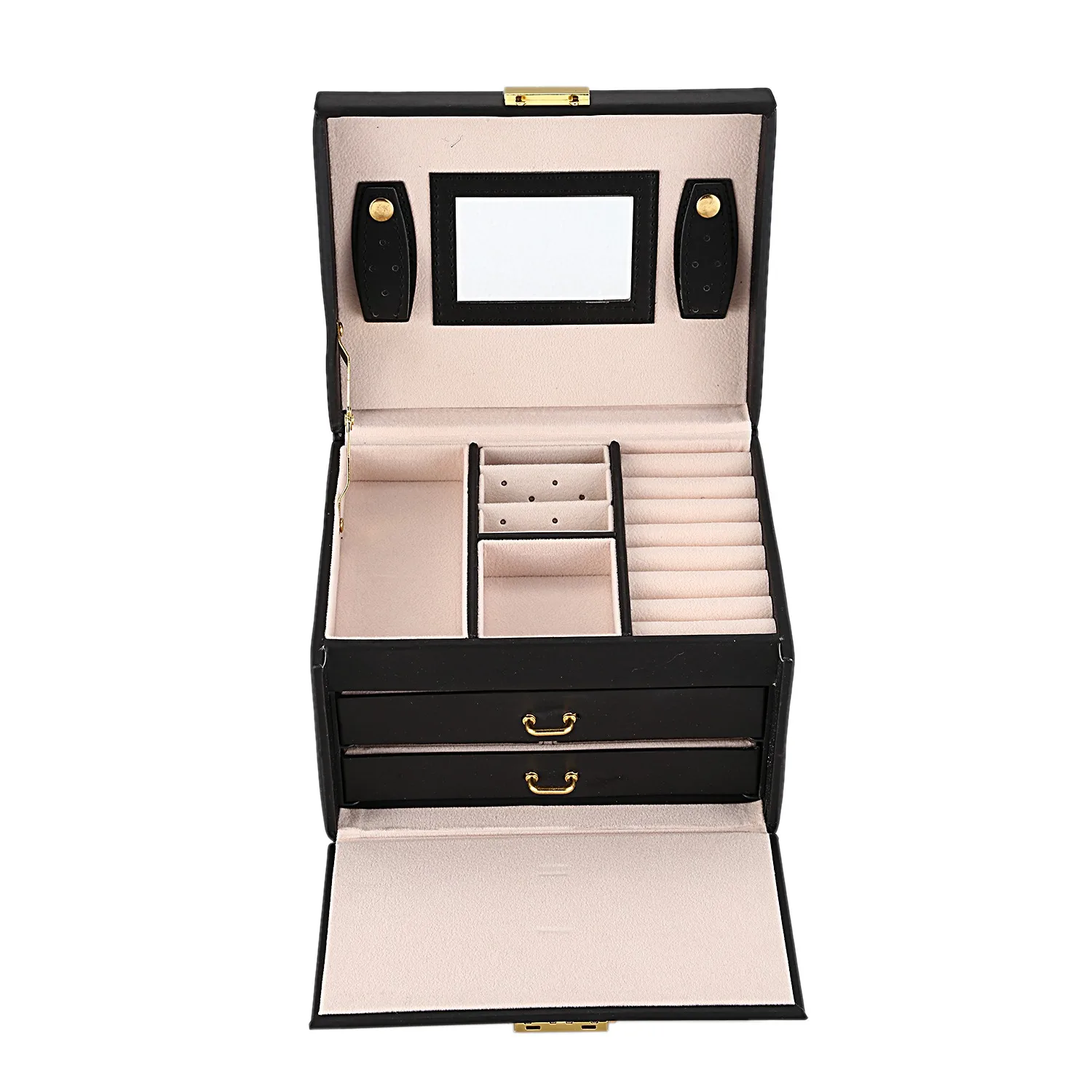 

Jewelry box case / boxes / cosmetic box, jewelry and cosmetics beauty case with 2 drawers 3 layers